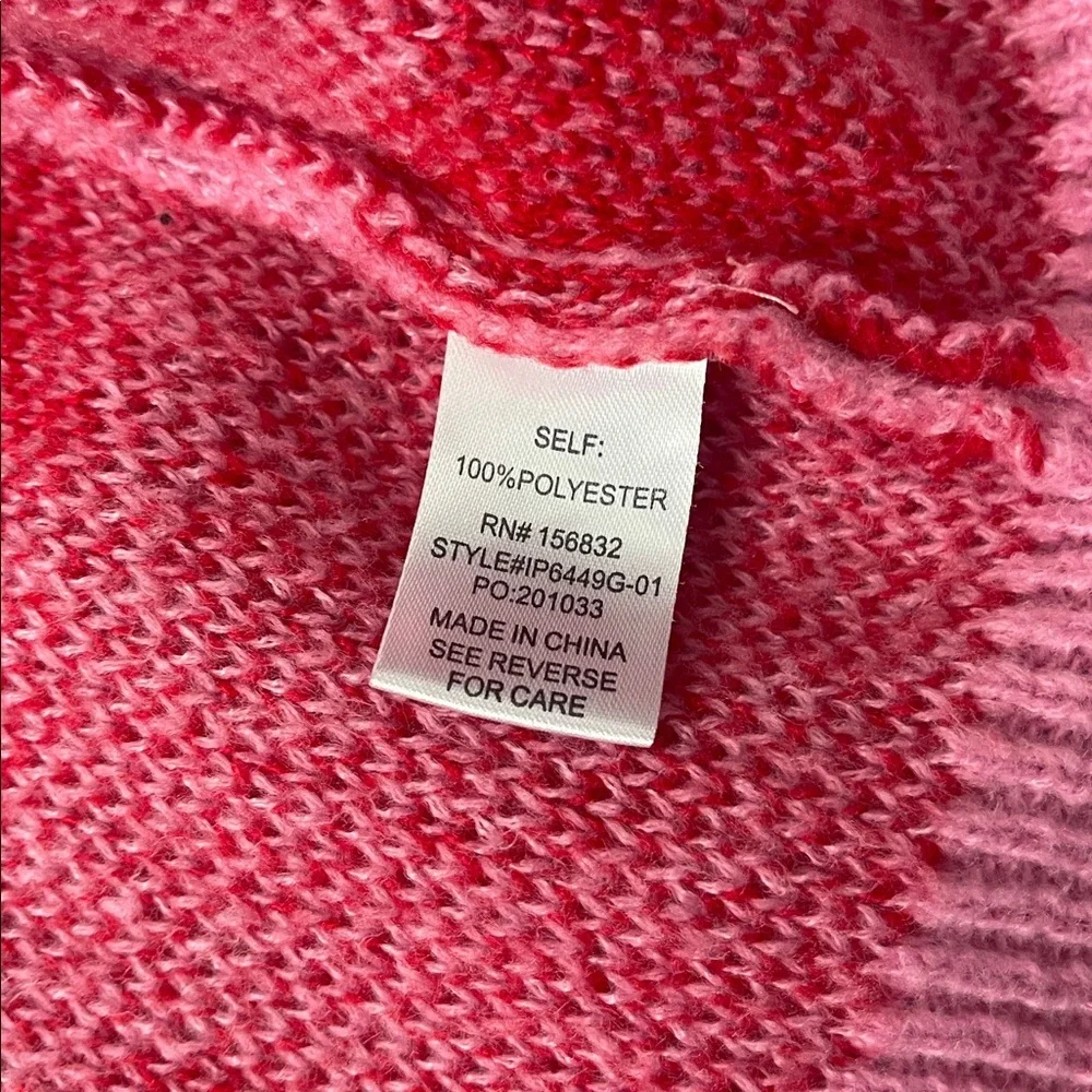 BiBi Pink and red heart Knit Sweater thick cardigan size xl Valentine’s Day love - Picture 4 of 7